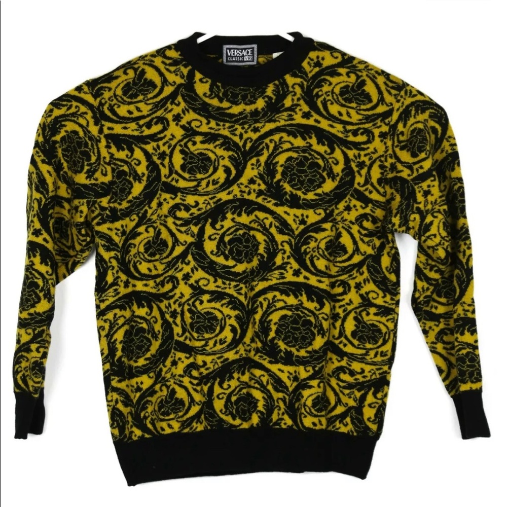 VERSACE V2 CLASSIC Vintage Sweater Merino Wool. L but could also fit as M